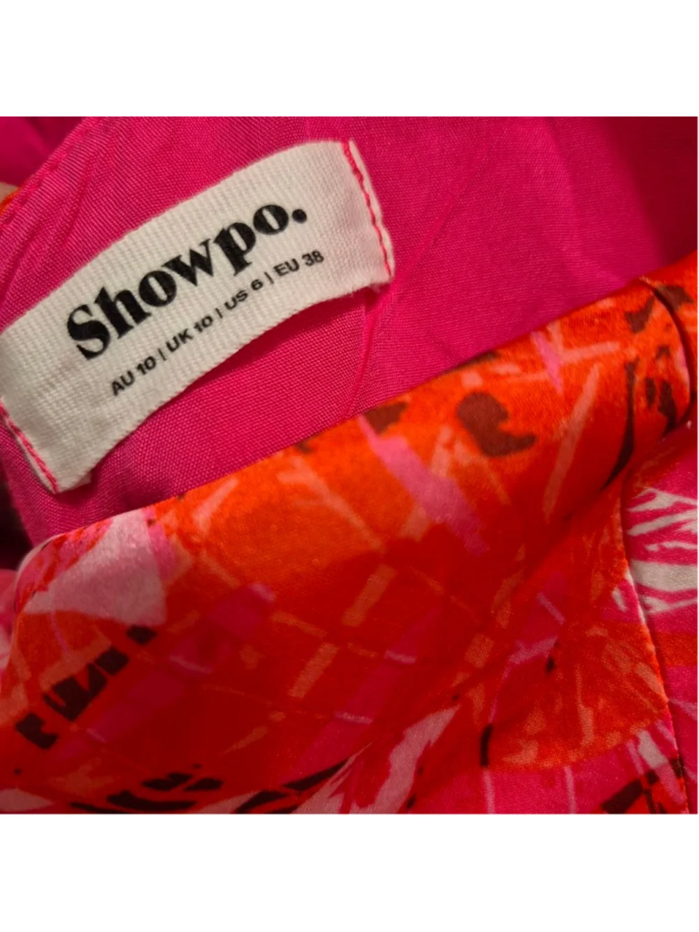Women's Showpo. Pink Orange Floral Cutout Maxi Dress Size 6 - Picture 4 of 11